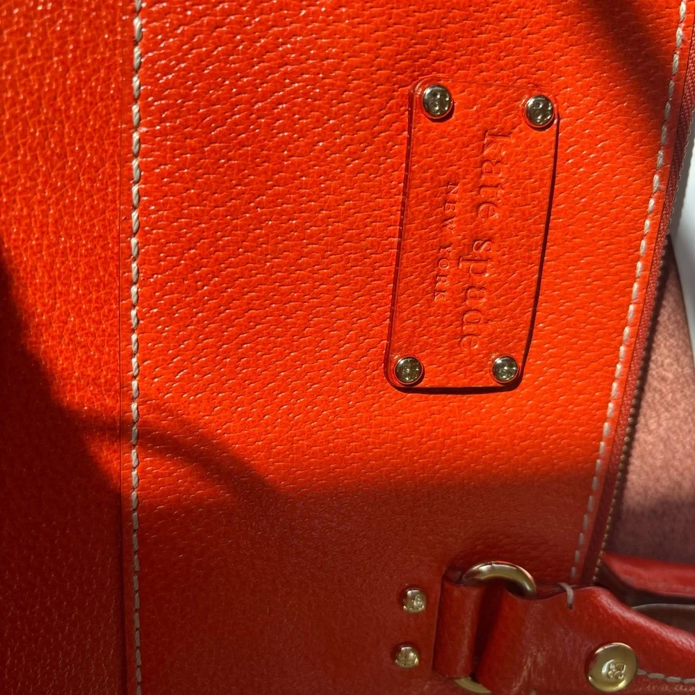 Authentic Kate Spade Pebbled Leather Bag – Poppy / Bright Orange-Red - Picture 8 of 8